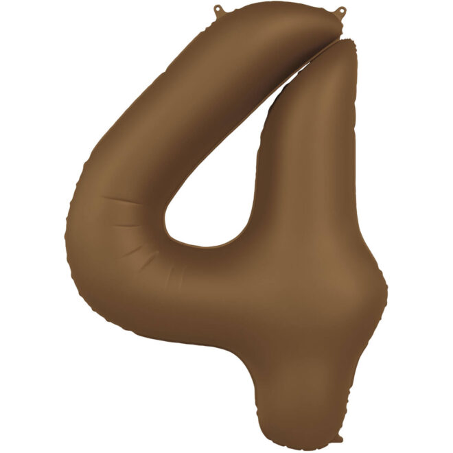 Grote folie ballon cijfer 4 (86cm) - Chocolate Brown