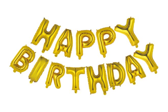 Mini folieballonnen slinger Happy Birthday - goud
