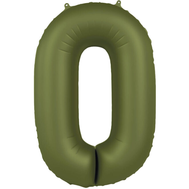 Grote folie ballon cijfer 0 (86cm) - Olive Green