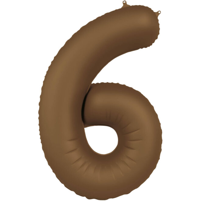 Grote folie ballon cijfer 6 (86cm) - Chocolate Brown