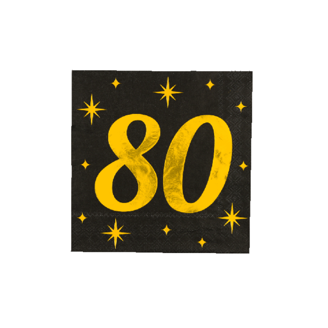 Classy Party Servetten - 80 jaar - 16 stuks