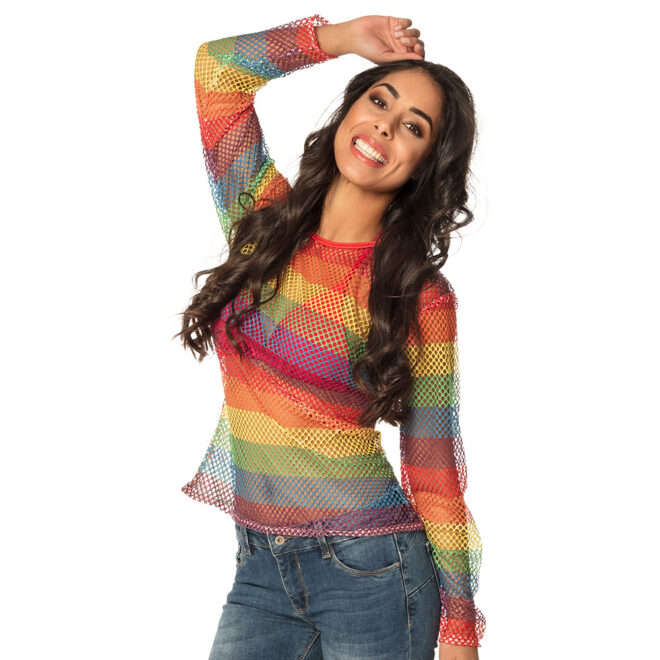 Netshirt met lange mouwen, Regenboog