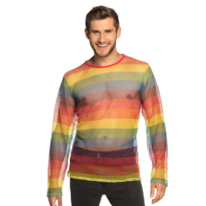 Netshirt met lange mouwen, Regenboog