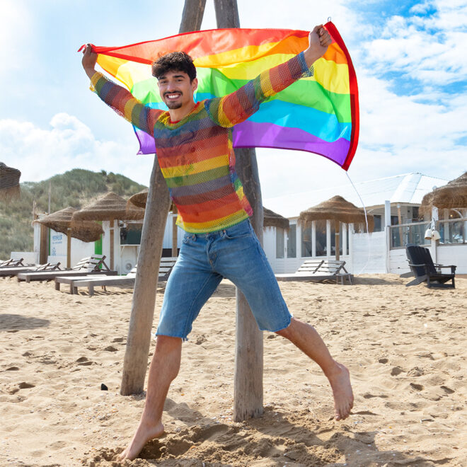 Netshirt met lange mouwen, Regenboog