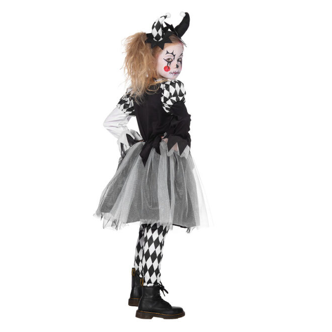 Kinderjurk Halloween Clown Zwart Wit