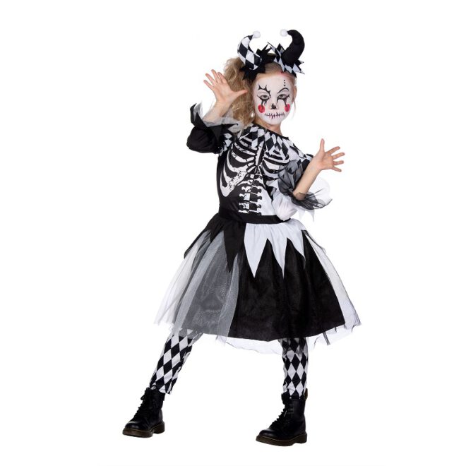 Kinderjurk Halloween Clown Zwart Wit